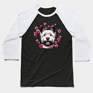 Cairn Terrier Enjoys Spring's Cherry Blossoms Splendor Baseball T-Shirt